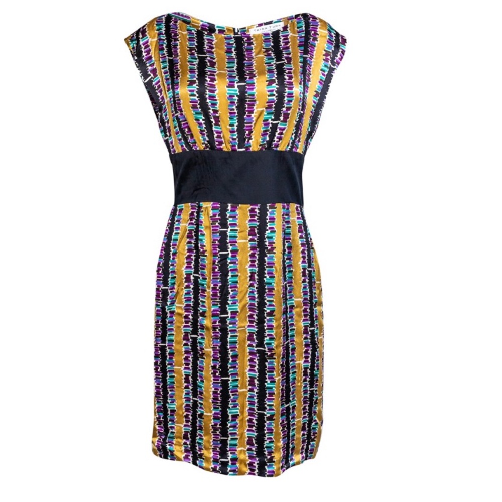 Trina Turk sheath gold abstract print silk dress